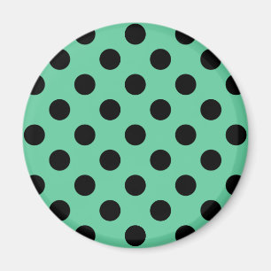 Black polka dots on mint green magnet