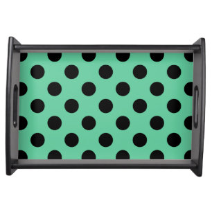 Black polka dots on mint green serving tray