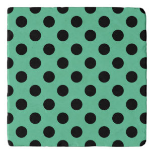 Black polka dots on mint green trivet