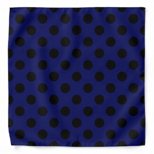 Black polka dots on navy blue bandana