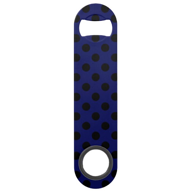 Black polka dots on navy blue bar key (Front)