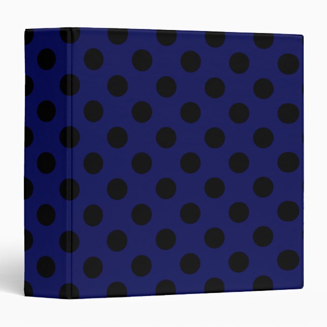 Black polka dots on navy blue binder (Front/Spine)