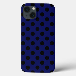 Black polka dots on navy blue Case-Mate iPhone cas 13 Case