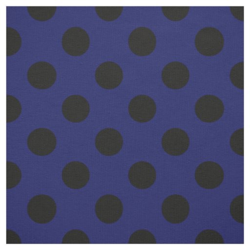 Black polka dots on navy blue fabric