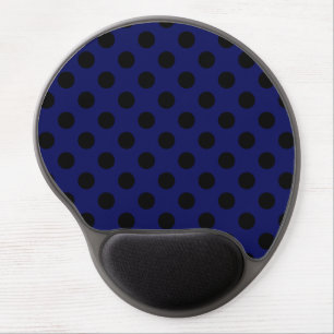 Black polka dots on navy blue gel mouse pad