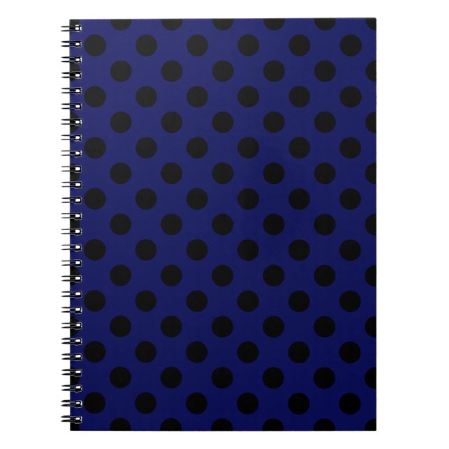 Black polka dots on navy blue notebook (Front)