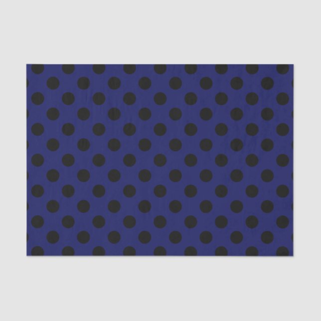 Black polka dots on navy blue tissue paper (Front)