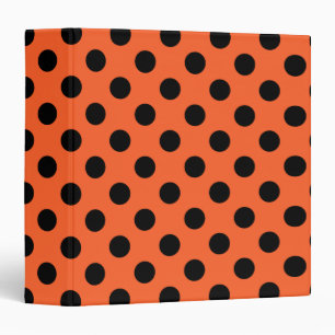 Black polka dots on orange 3 ring binder