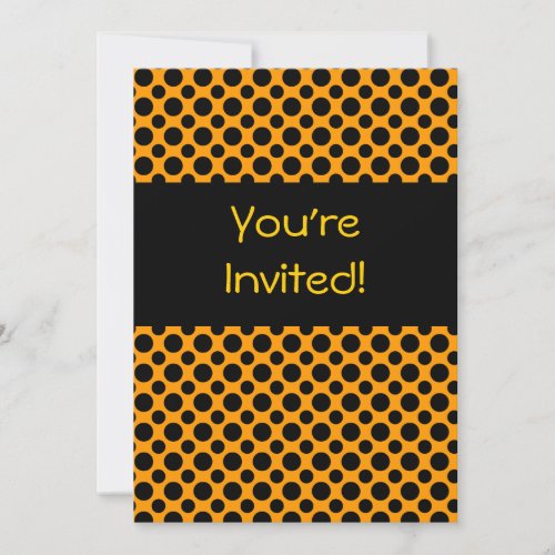 Black Polka Dots on Orange Custom Invitaton Invitation