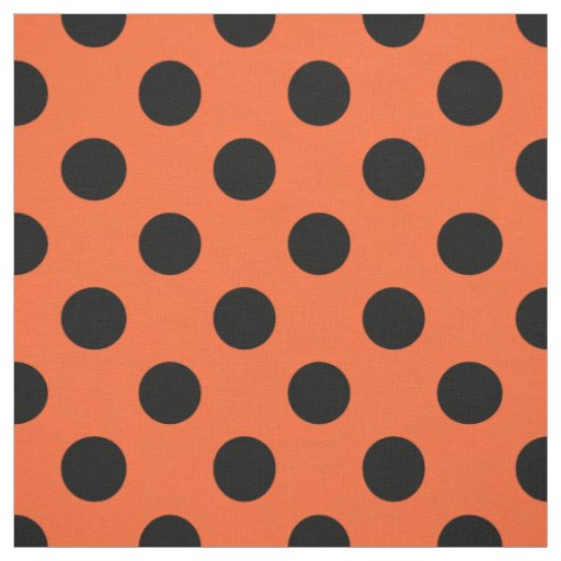 Black polka dots on orange fabric | Zazzle