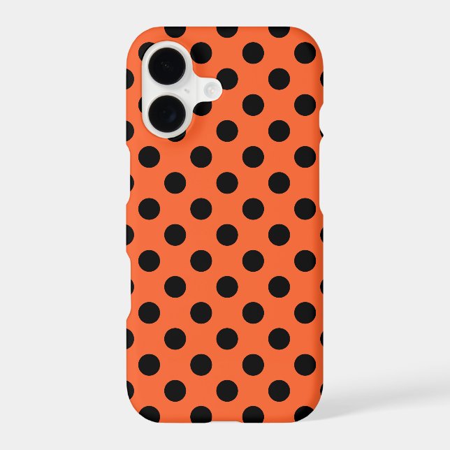 Black polka dots on orange  iPhone case (Back)