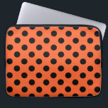 Black polka dots on orange laptop sleeve<br><div class="desc">Black polka dots on orange</div>