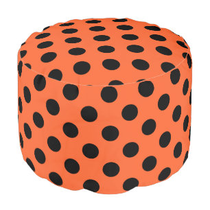 Black polka dots on orange pouf