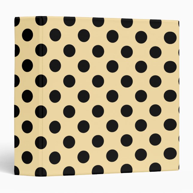 Black polka dots on pale yellow 3 ring binder (Front/Spine)