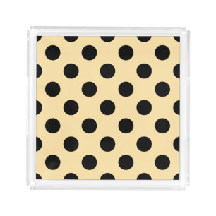Black polka dots on pale yellow acrylic tray