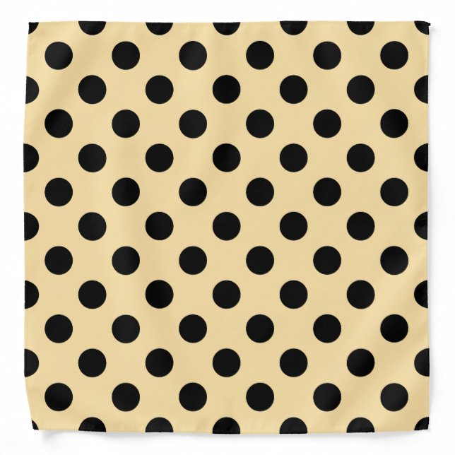 Black polka dots on pale yellow bandana (Front)