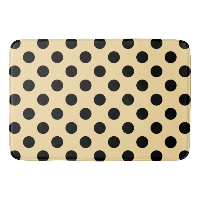 Black polka dots on pale yellow bathroom mat (Front)