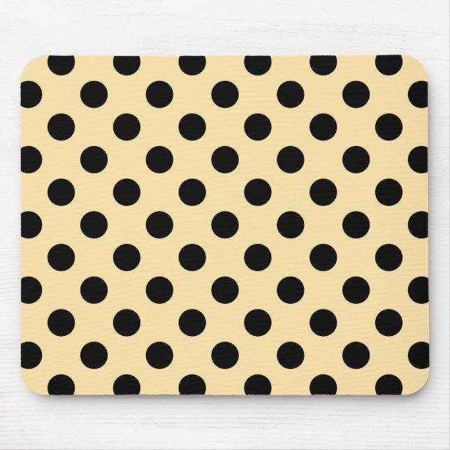 Black polka dots on pale yellow mouse pad (Front)