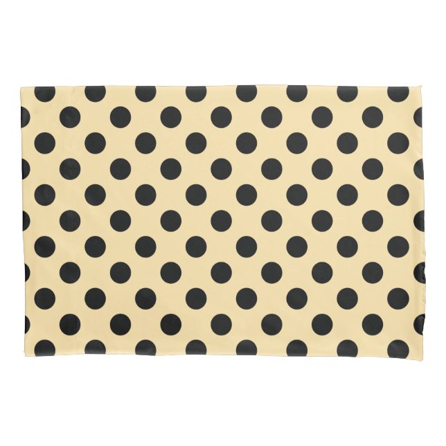Black polka dots on pale yellow pillowcase (Front)