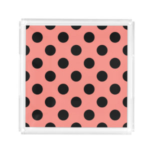 Black polka dots on peach acrylic tray