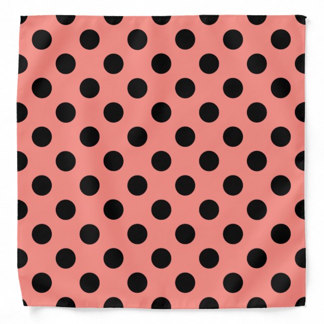 Black polka dots on peach bandana (Front)