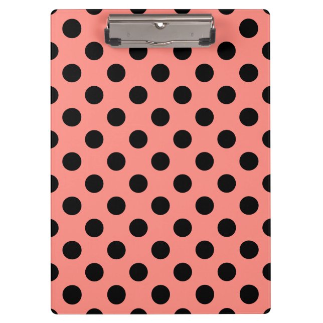 Black polka dots on peach clipboard (Front)