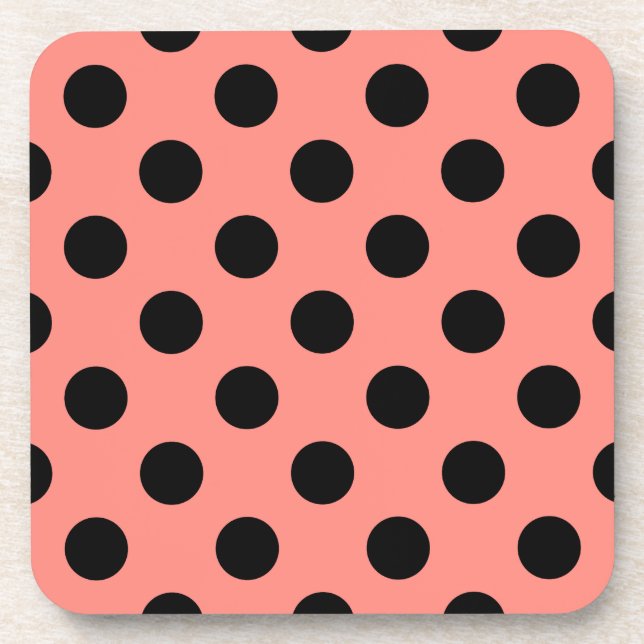 Black polka dots on peach coaster (Front)