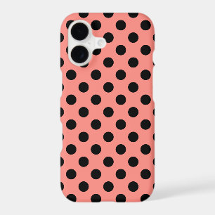 Black polka dots on peach iPhone 17 case