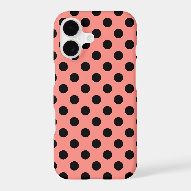 Black polka dots on peach  iPhone case (Back)