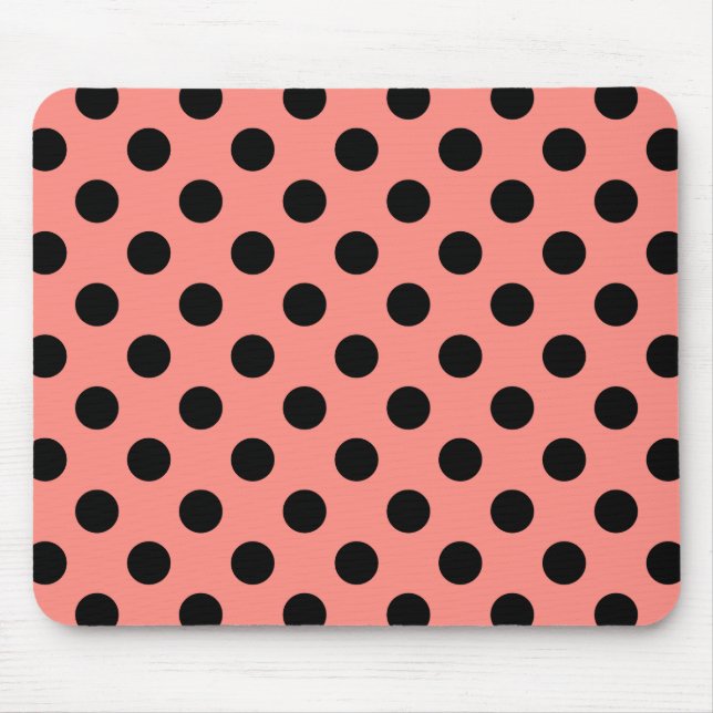 Black polka dots on peach mouse pad (Front)
