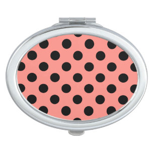 Black polka dots on peach vanity mirror