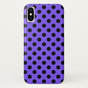 Black polka dots on periwinkle iPhone x case