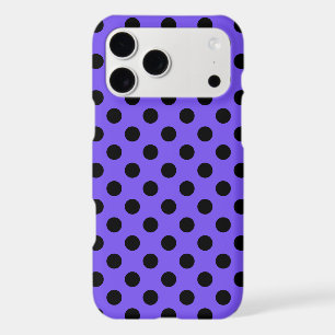 Black polka dots on periwinkle iPhone 17 pro max case