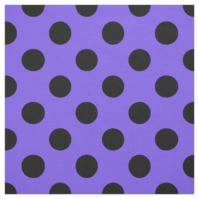 Black polka dots on periwinkle fabric (Swatch)