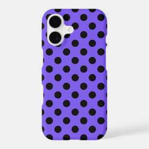 Black polka dots on periwinkle iPhone 17 case