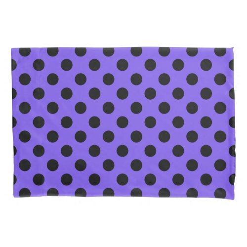 Black polka dots on periwinkle pillowcase
