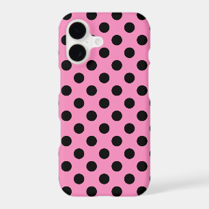 Black polka dots on pink iPhone 17 case