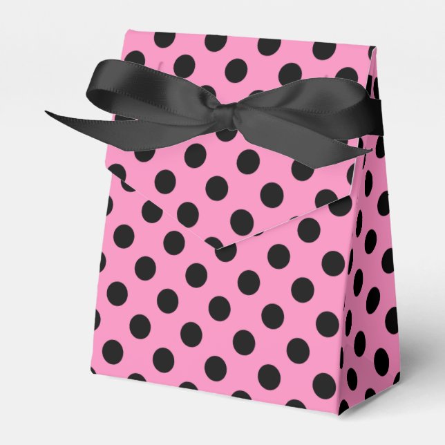 Black polka dots on pink favor boxes (Front Side)