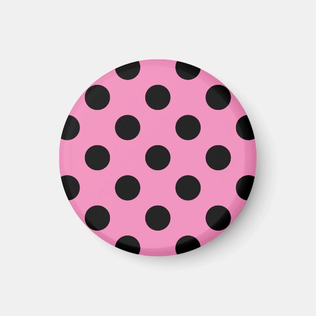 Black polka dots on pink magnet (Front)