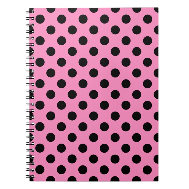 Black polka dots on pink notebook (Front)