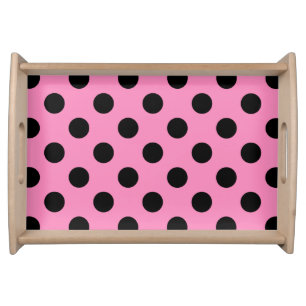 Black polka dots on pink serving tray