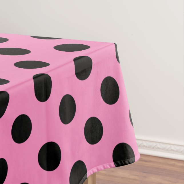 Black polka dots on pink tablecloth (In Situ)