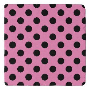 Black polka dots on pink trivet
