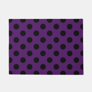 Black polka dots on plum purple doormat