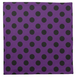 Black polka dots on plum purple napkin