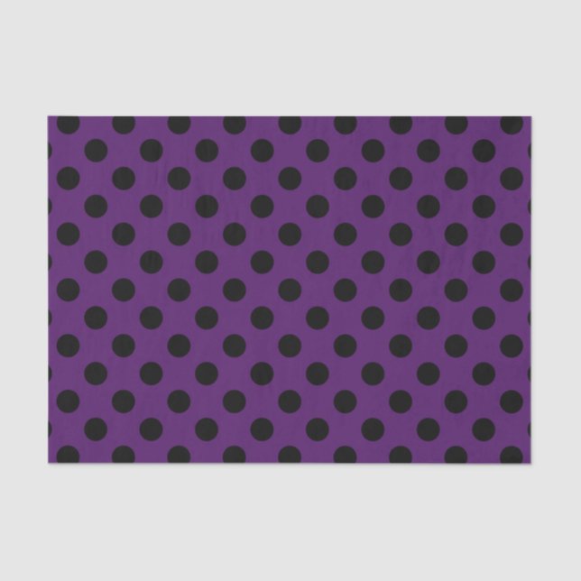 Black polka dots on plum purple tissue paper (Front)