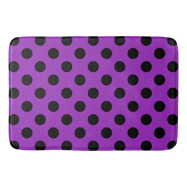 Black polka dots on purple bathroom mat (Front)