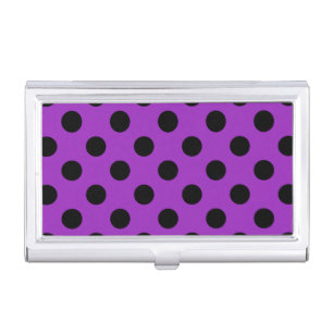 Black polka dots on purple business card holder