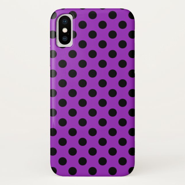 Black polka dots on purple Case-Mate iPhone case (Back)