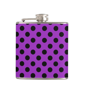 Black polka dots on purple flask
